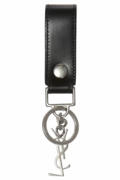 Saint Laurent BLACK Keyring with a metal logo