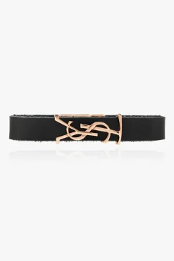 Saint Laurent BLACK Leather bracelet