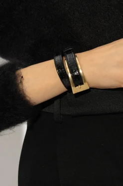 Saint Laurent BLACK Leather bracelet
