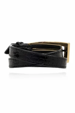 Saint Laurent BLACK Leather bracelet