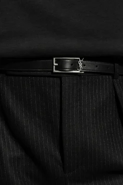 Saint Laurent BLACK Leather belt with logo