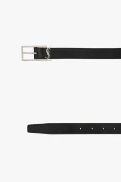 Saint Laurent BLACK Leather belt with logo