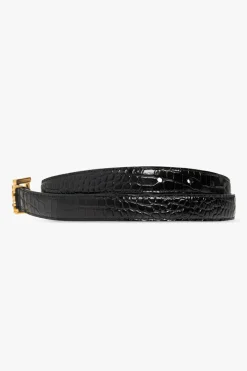 Saint Laurent BLACK Leather belt with logo