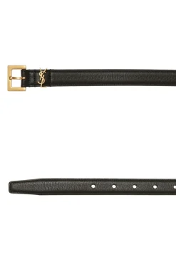 Saint Laurent BLACK Leather belt with logo