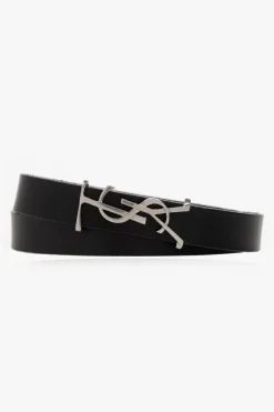 Saint Laurent BLACK Leather bracelet with logo