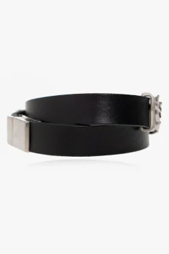 Saint Laurent BLACK Leather bracelet with logo