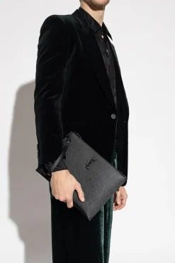Saint Laurent BLACK Leather tablet case