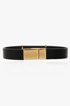 Saint Laurent BLACK Leather bracelet with logo