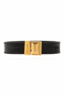 Saint Laurent BLACK Leather bracelet