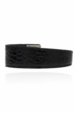 Saint Laurent BLACK Leather bracelet