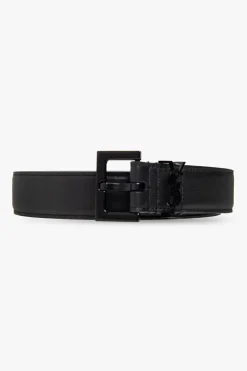 Saint Laurent BLACK Leather belt with logo