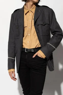 Saint Laurent BLACK Leather belt with logo