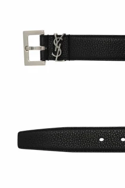 Saint Laurent BLACK Leather belt with logo