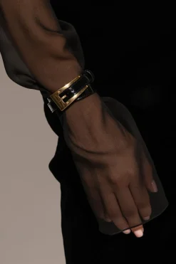 Saint Laurent BLACK Leather bracelet