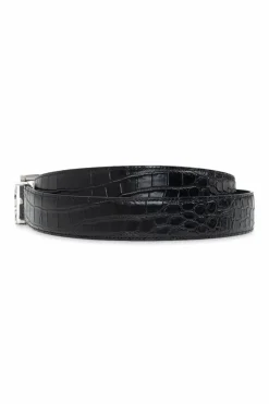Saint Laurent BLACK Leather belt with logo