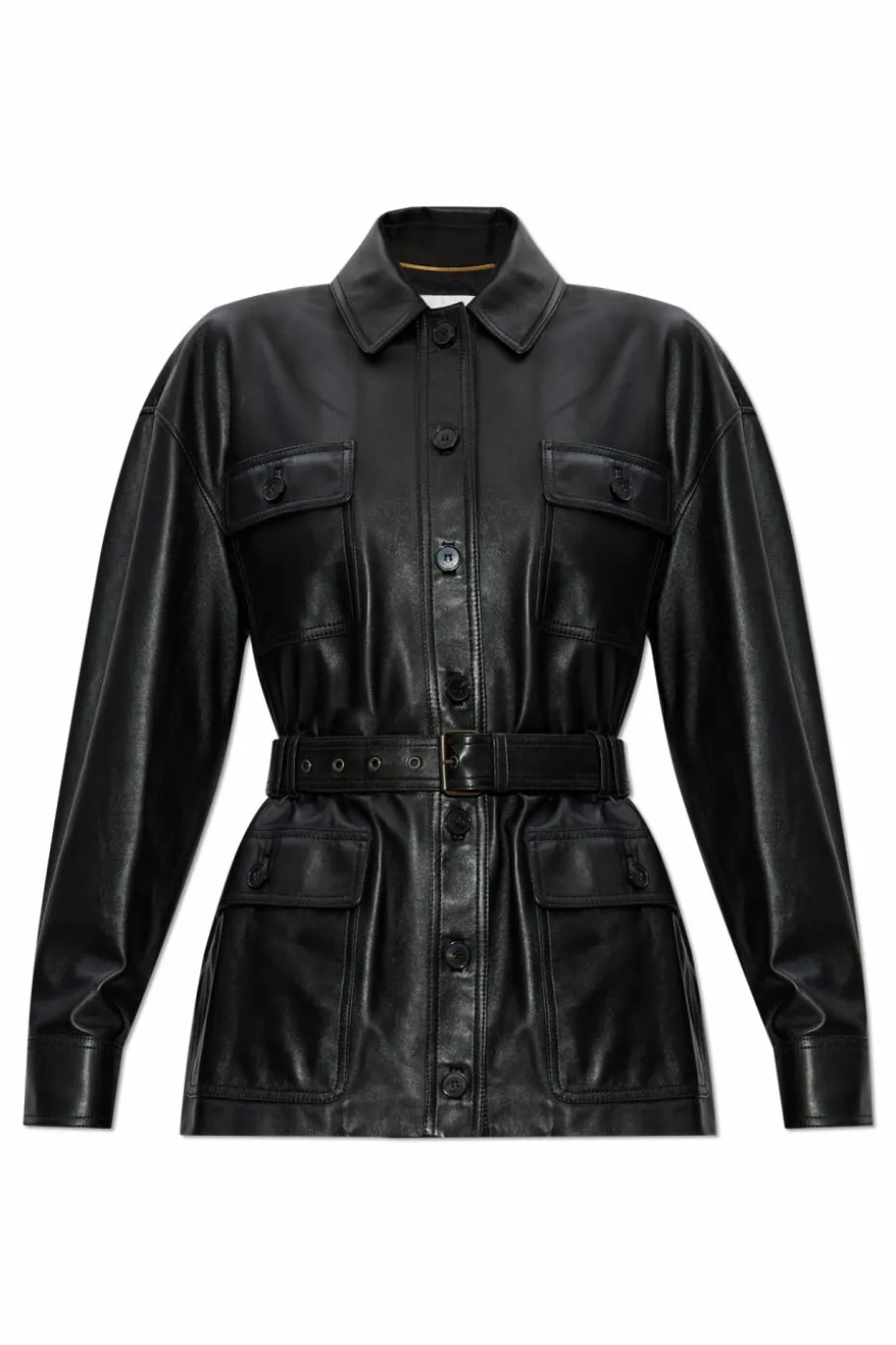 Saint Laurent BLACK Leather jacket with belt