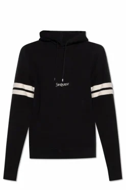 Saint Laurent BLACK Logo-embroidered hoodie