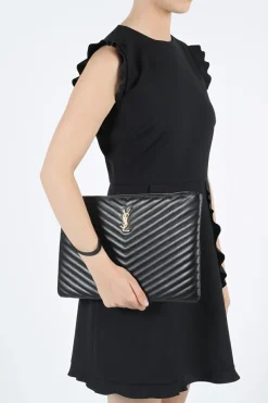 Saint Laurent BLACK 'Monogram' clutch