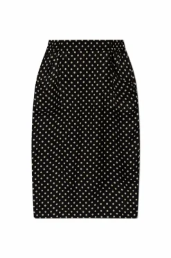 Saint Laurent BLACK Polka dot pattern skirt