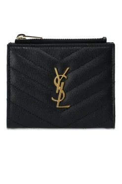 Saint Laurent BLACK Quilted wallet with logo
