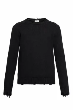Saint Laurent BLACK Raw-trimmed woven sweater