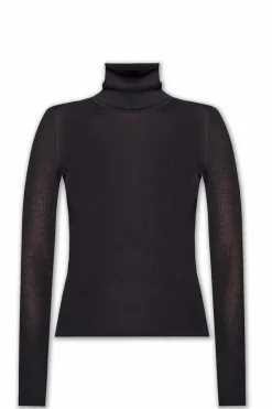 Saint Laurent BLACK Rib-knit turtleneck sweater