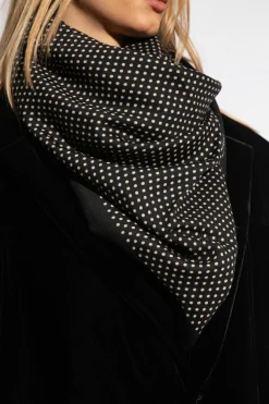 Saint Laurent BLACK Shawl with polka dots