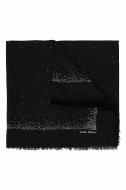 Saint Laurent BLACK Shawl with logo