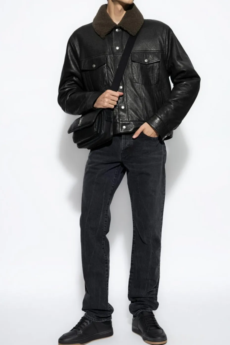 Saint Laurent BLACK Shearling coat