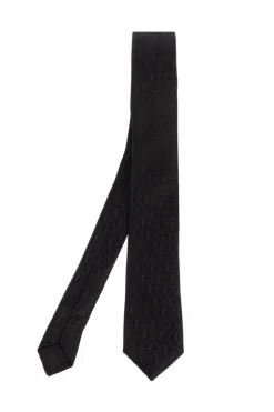 Saint Laurent BLACK Silk tie with monogram