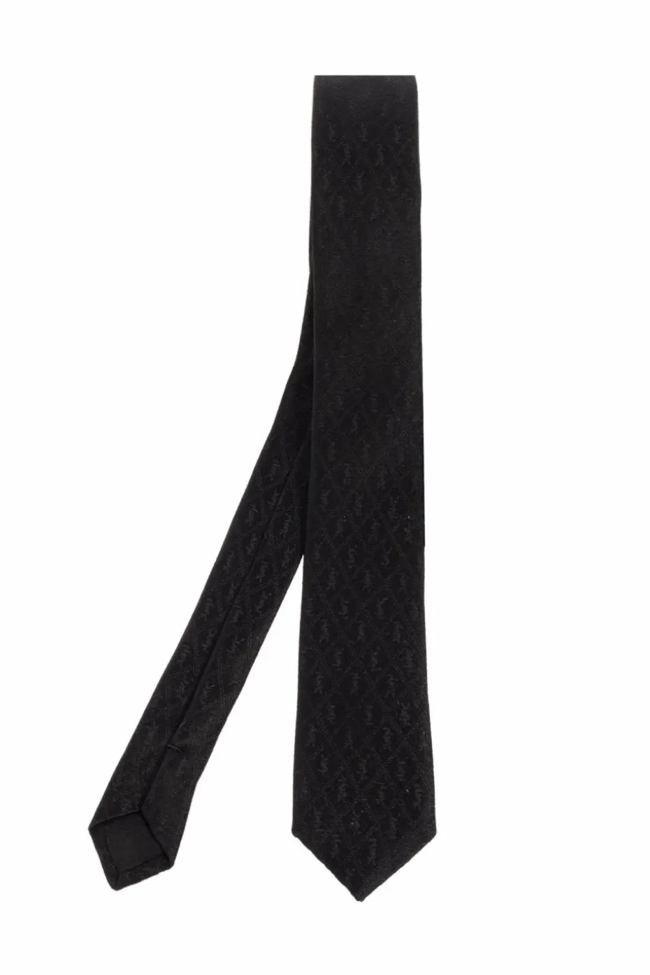 Saint Laurent BLACK Silk tie with monogram