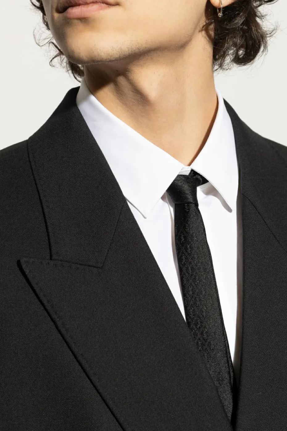 Saint Laurent BLACK Silk tie with monogram