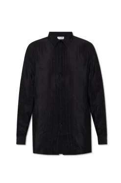 Saint Laurent BLACK Silk shirt with lurex threads
