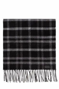 Saint Laurent BLACK Silk-cashmere check scarf