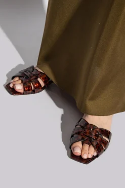 Saint Laurent BLACK Slides with animal motif