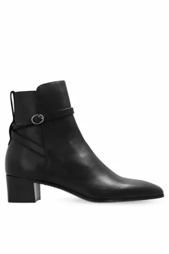 Saint Laurent BLACK ‘Terry’ leather ankle boots