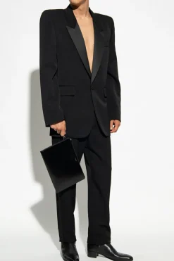 Saint Laurent BLACK Trousers with satin side stripes
