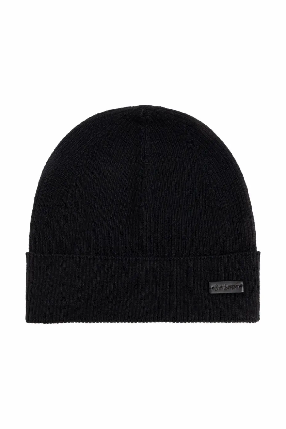 Saint Laurent BLACK Wool beanie with logo patch