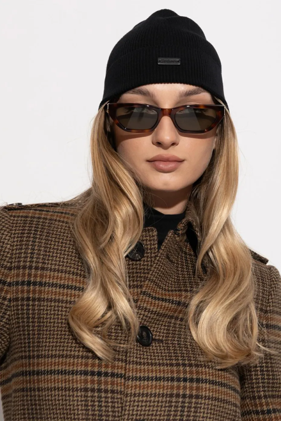 Saint Laurent BLACK Wool beanie with logo patch