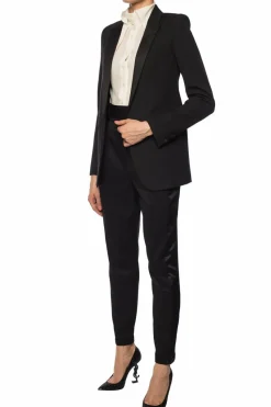 Saint Laurent BLACK Wool blazer with peak lapels