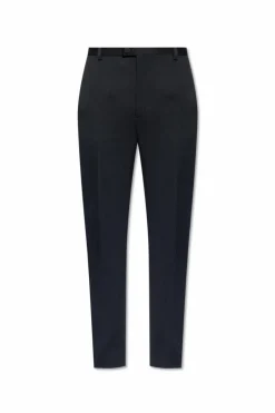 Saint Laurent BLACK Wool pleat-front trousers