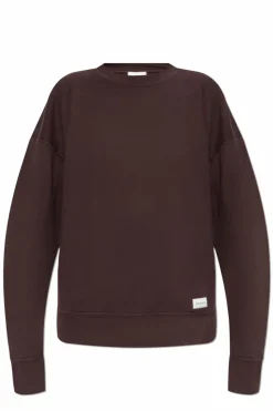 Saint Laurent BROWN Cotton sweatshirt with logo patch