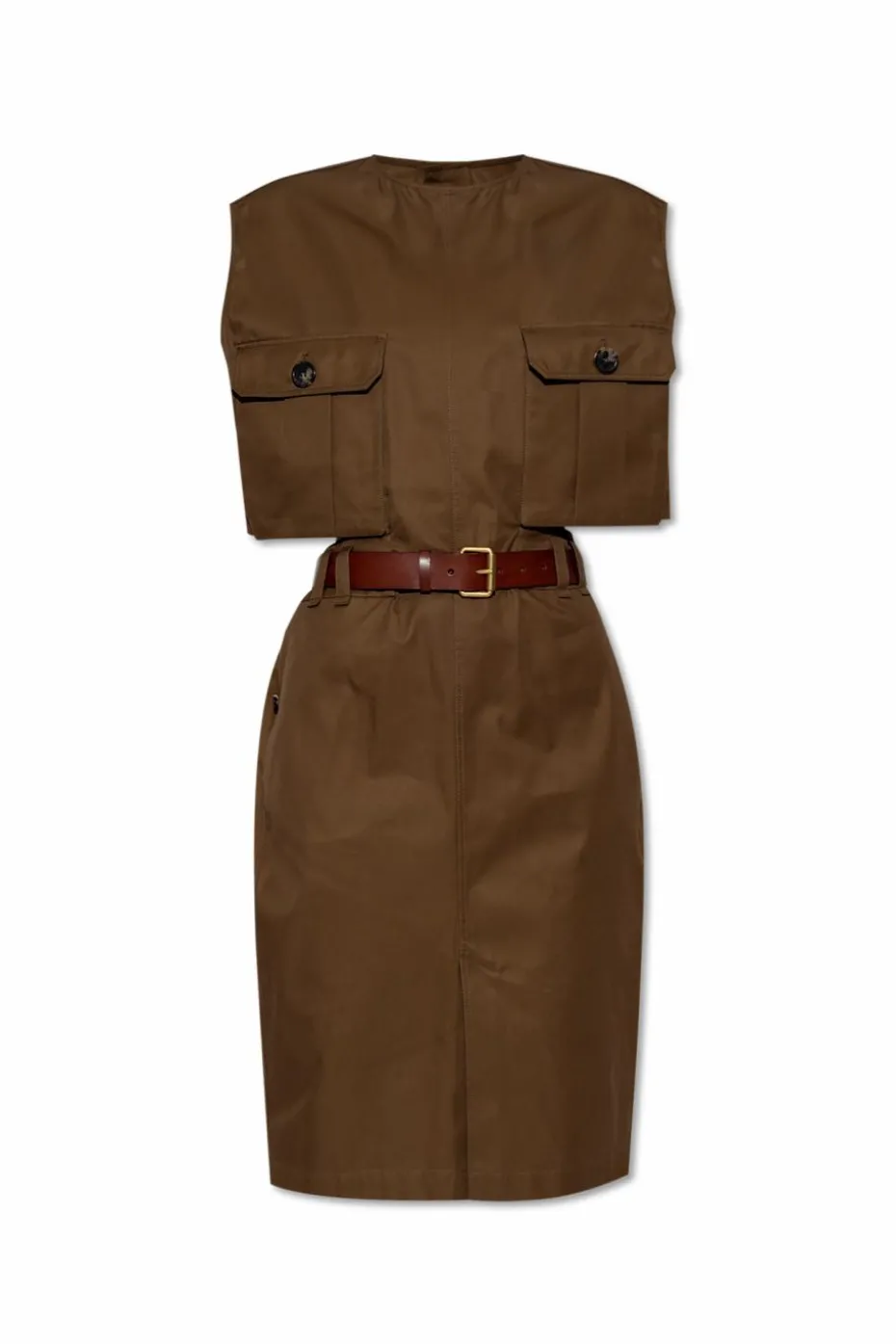Saint Laurent BROWN Dress with belt at waist