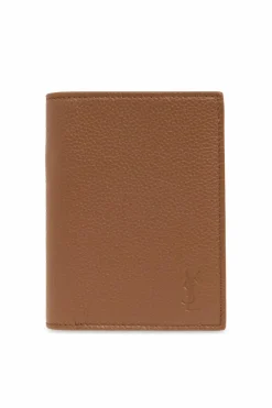 Saint Laurent BROWN Leather Folding Wallet