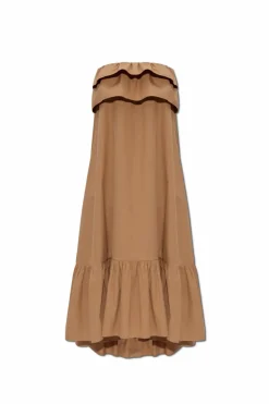Saint Laurent BROWN Off-the-shoulder dress