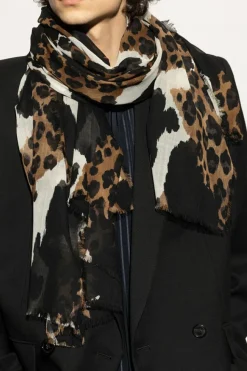 Saint Laurent BROWN Scarf with animal motif