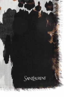 Saint Laurent BROWN Scarf with animal motif