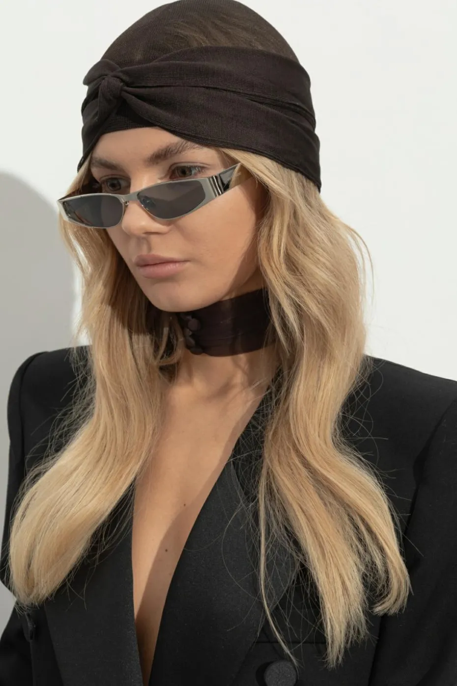 Saint Laurent BROWN Set: hat, headband and choker