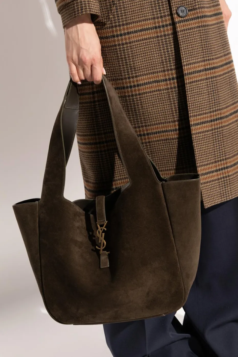 Saint Laurent BROWN Shopper bag "LE 5 a 7 BEA"
