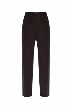 Saint Laurent BROWN Silk pleated pants